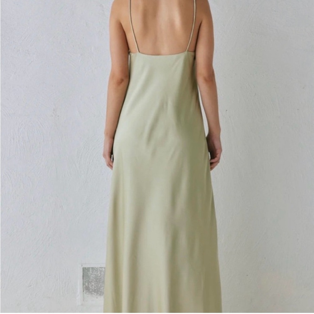 Satin Slip Maxi Dress in Sage Green - Picture 2 of 6